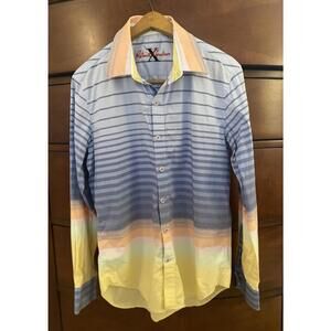 Robert Graham x Collection Size S Button-Down Shirt Blue/Yellow/Peach Stripes